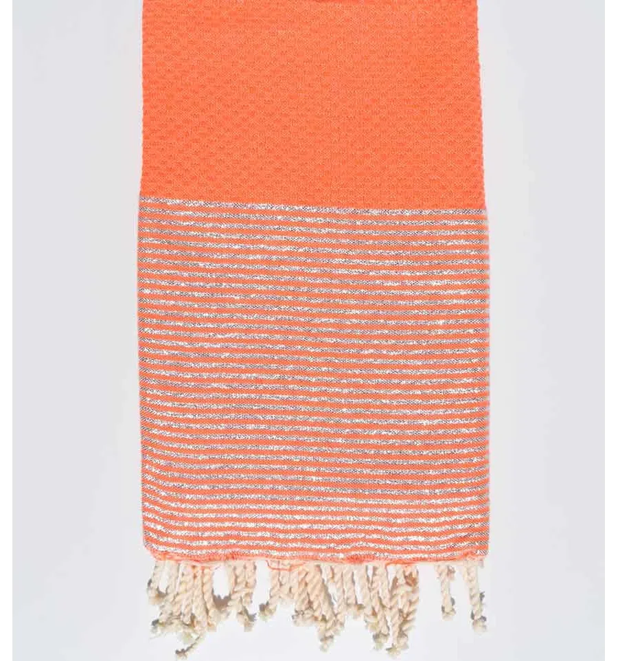 Fouta nido d'ape arancio corallo con lurex Fouta Tunisia - 1