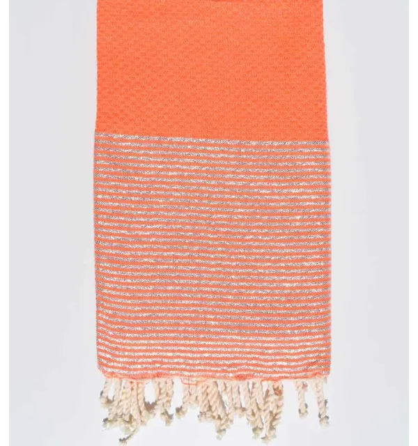 Fouta nido d'ape arancio corallo con lurex Fouta Tunisia - 1