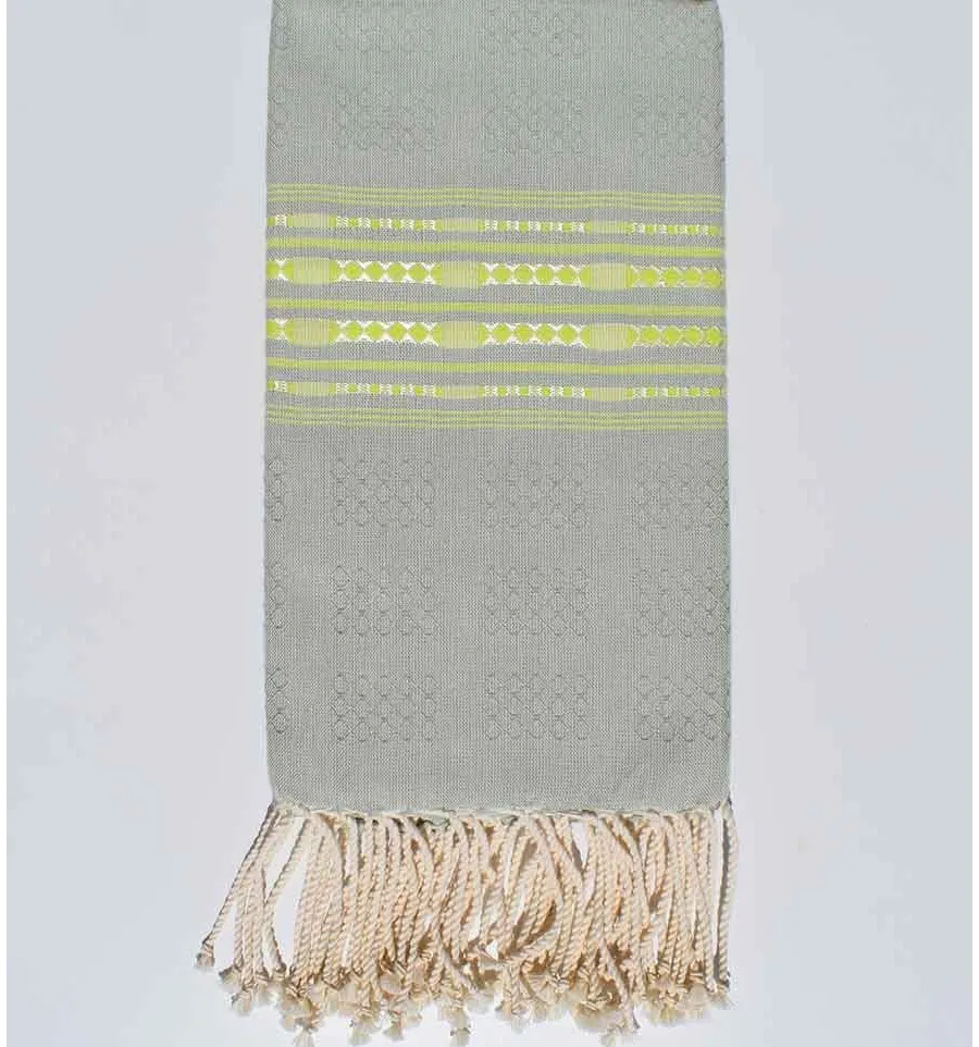 Fouta thalasso verde celadon pallido con motivi chartreuse  - 1