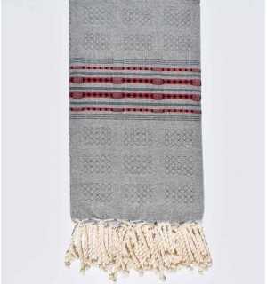 Fouta thalasso grigio con motivi rosse e blu notte Fouta Tunisia - 1