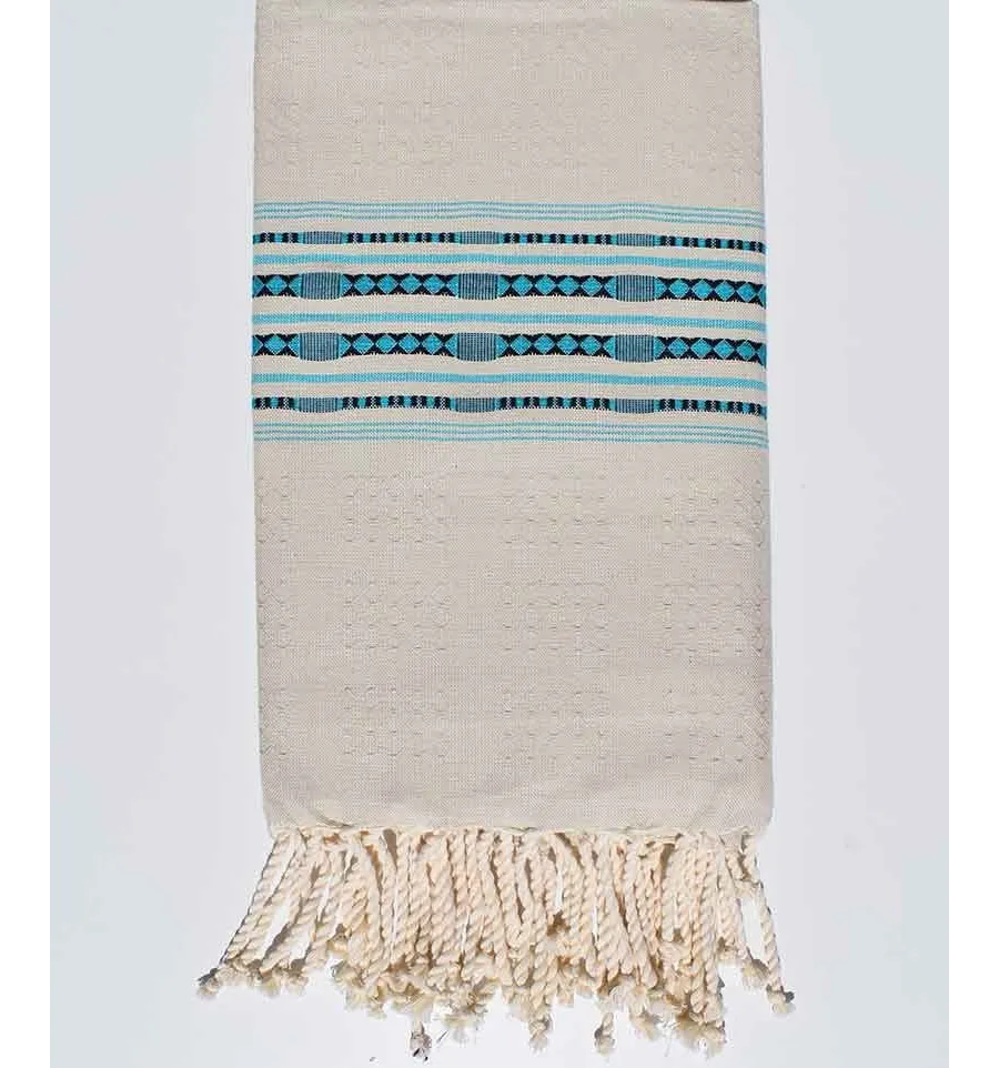 Fouta thalasso beige e azzurro Fouta Tunisia - 1