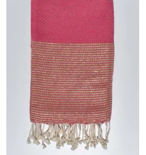 Fouta nido d'ape rosa fucsia con lurex dorato Fouta Tunisia - 1