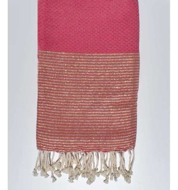 Fouta nido d'ape rosa fucsia con lurex dorato Fouta Tunisia - 1