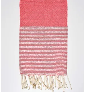 Telo mare nido d'ape rosa Incarnadine con lurex Fouta Tunisia - 1