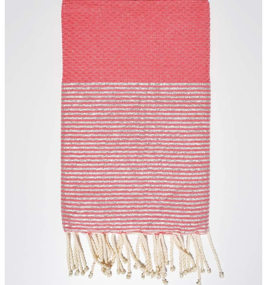 Telo mare nido d'ape rosa Incarnadine con lurex Fouta Tunisia - 1