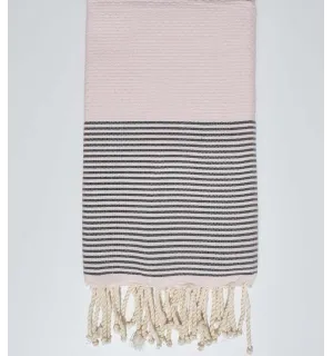 Fouta nido d'ape rosa con strisce anthracite Fouta Tunisia - 1