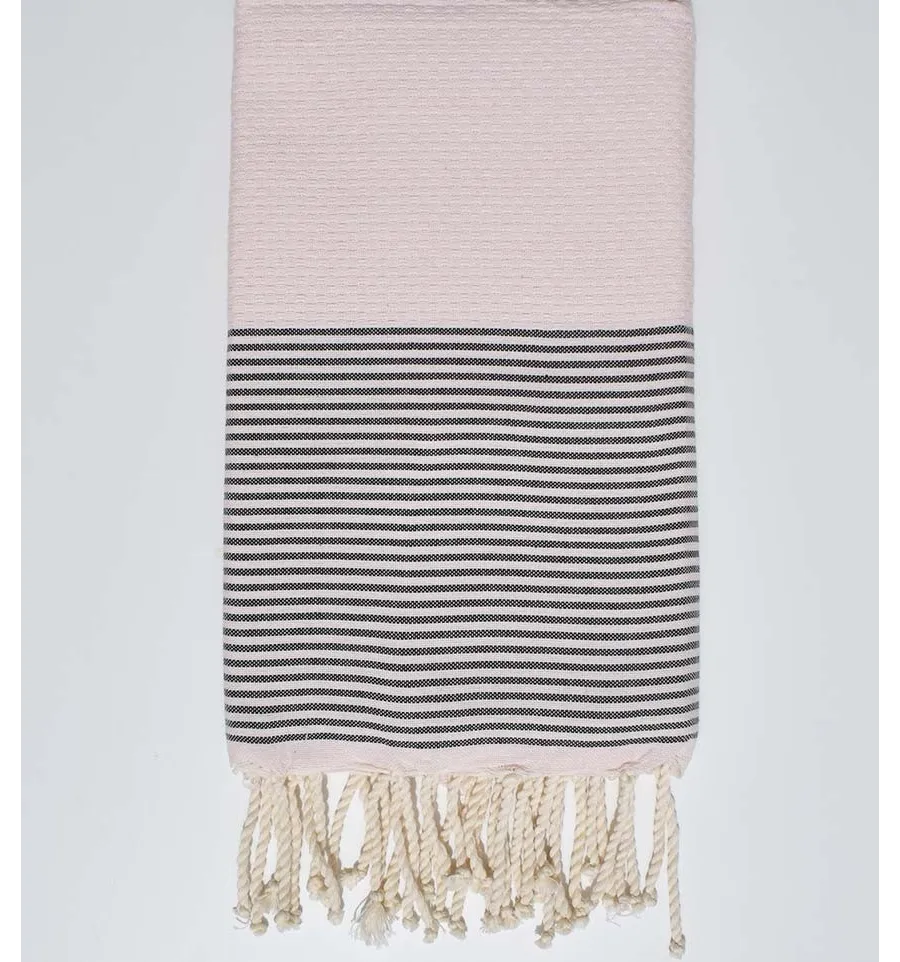 Fouta nido d'ape rosa con strisce anthracite Fouta Tunisia - 1