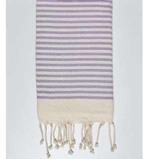 Telo mare nido d'ape righe viola 1 cm Fouta Tunisia - 1