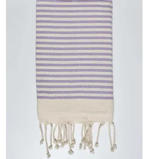 Telo mare nido d'ape righe viola 1 cm Fouta Tunisia - 1