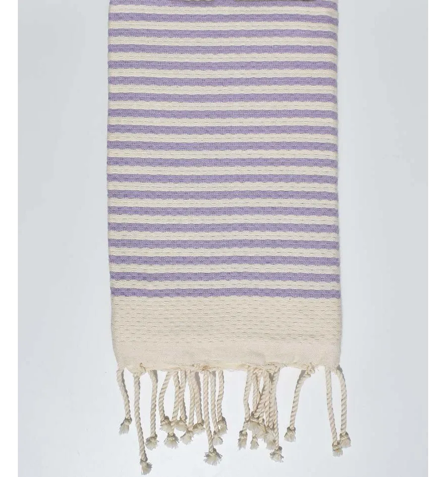 Telo mare nido d'ape righe viola 1 cm Fouta Tunisia - 1