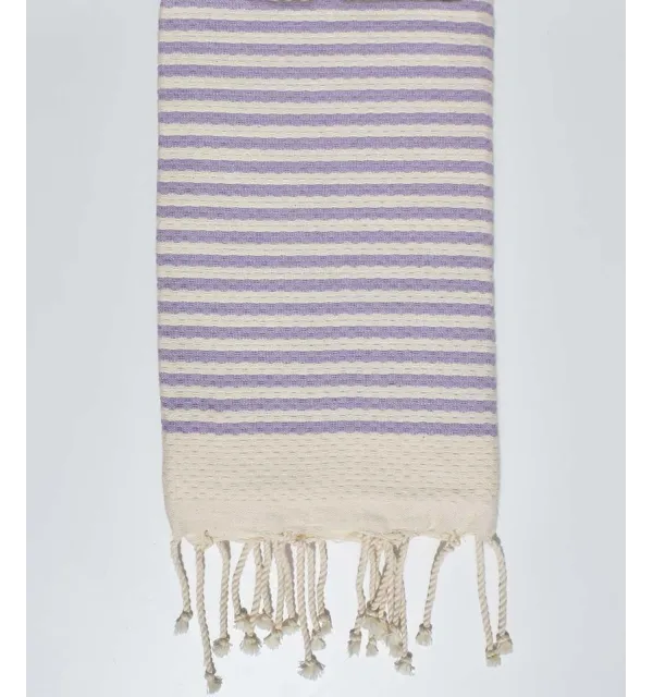 Telo mare nido d'ape righe viola 1 cm Fouta Tunisia - 1