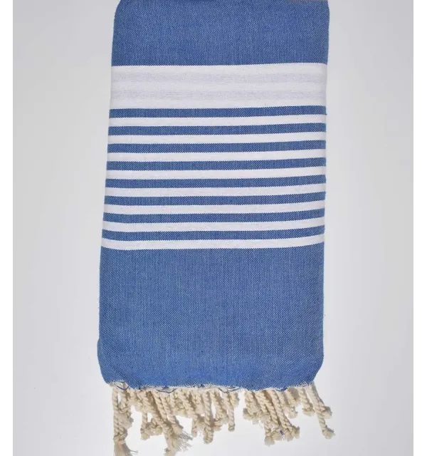 Plaids blu con strisce 2m / 2m Fouta Tunisia - 1