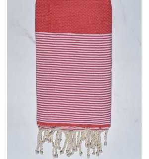 Fouta nido d'ape rosso chiaro Fouta Tunisia - 1