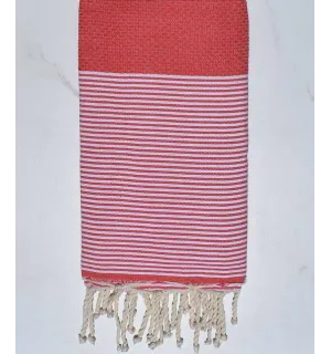 Fouta nido d'ape rosso chiaro Fouta Tunisia - 1