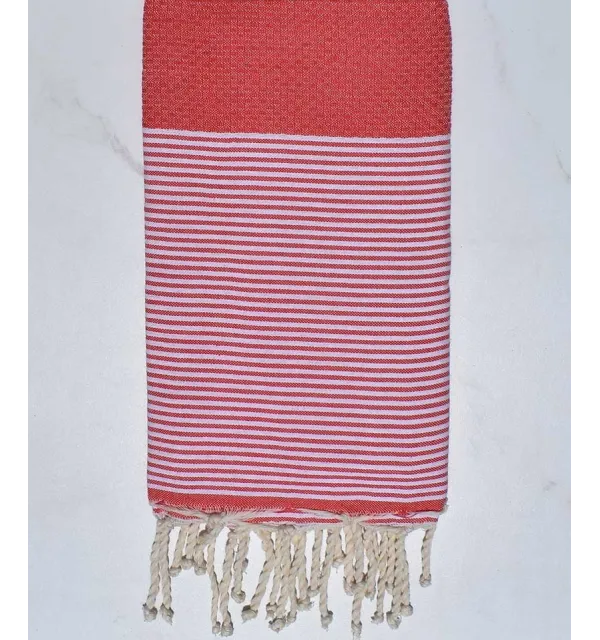 Fouta nido d'ape rosso chiaro Fouta Tunisia - 1