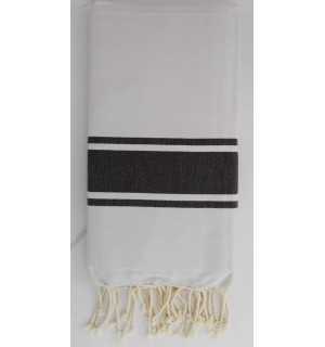 Fouta biancha con strisce nere 