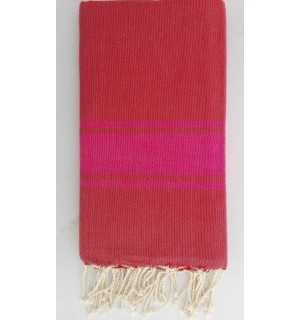 Fouta rosso cardinale con strisce rosa 