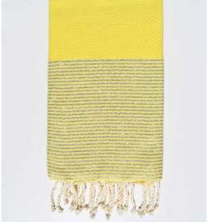 Telo mare giallo a nido d'ape con lurex Fouta Tunisia - 1