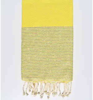 Telo mare giallo a nido d'ape con lurex Fouta Tunisia - 1