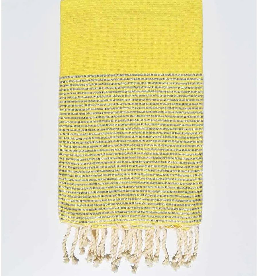 Telo mare giallo a nido d'ape con lurex Fouta Tunisia - 1