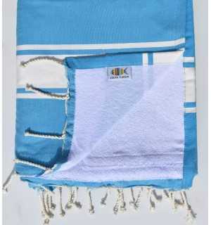 telo mare raddoppiato spugna blu celeste Fouta Tunisia - 1