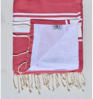 telo mare,raddoppiato spugna rosa, scuro e bianco Fouta Tunisia - 1