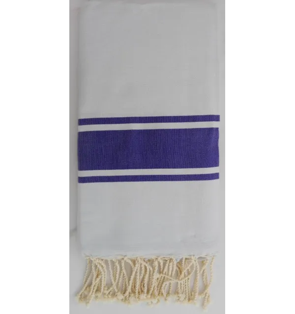 Fouta grigio chiaro con strisce blu di persia 