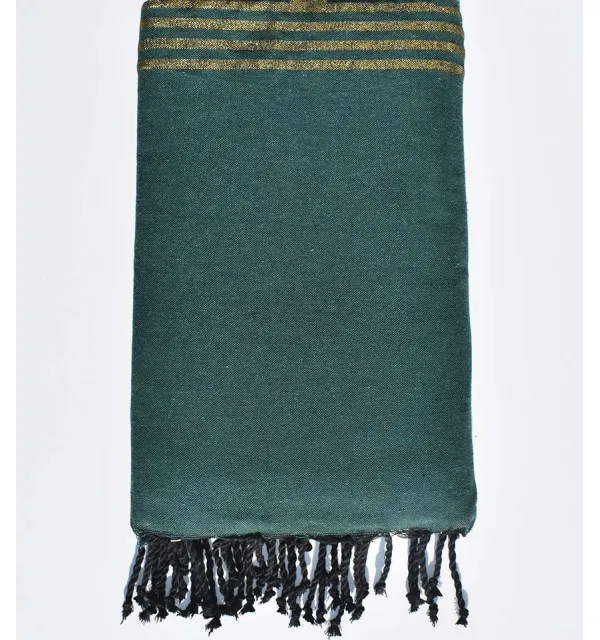 Copridivano verde scuro con filo lurex oro Fouta Tunisia - 2