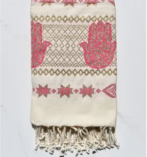 Fouta khomsa rosso violaceo Fouta Tunisia - 1 2