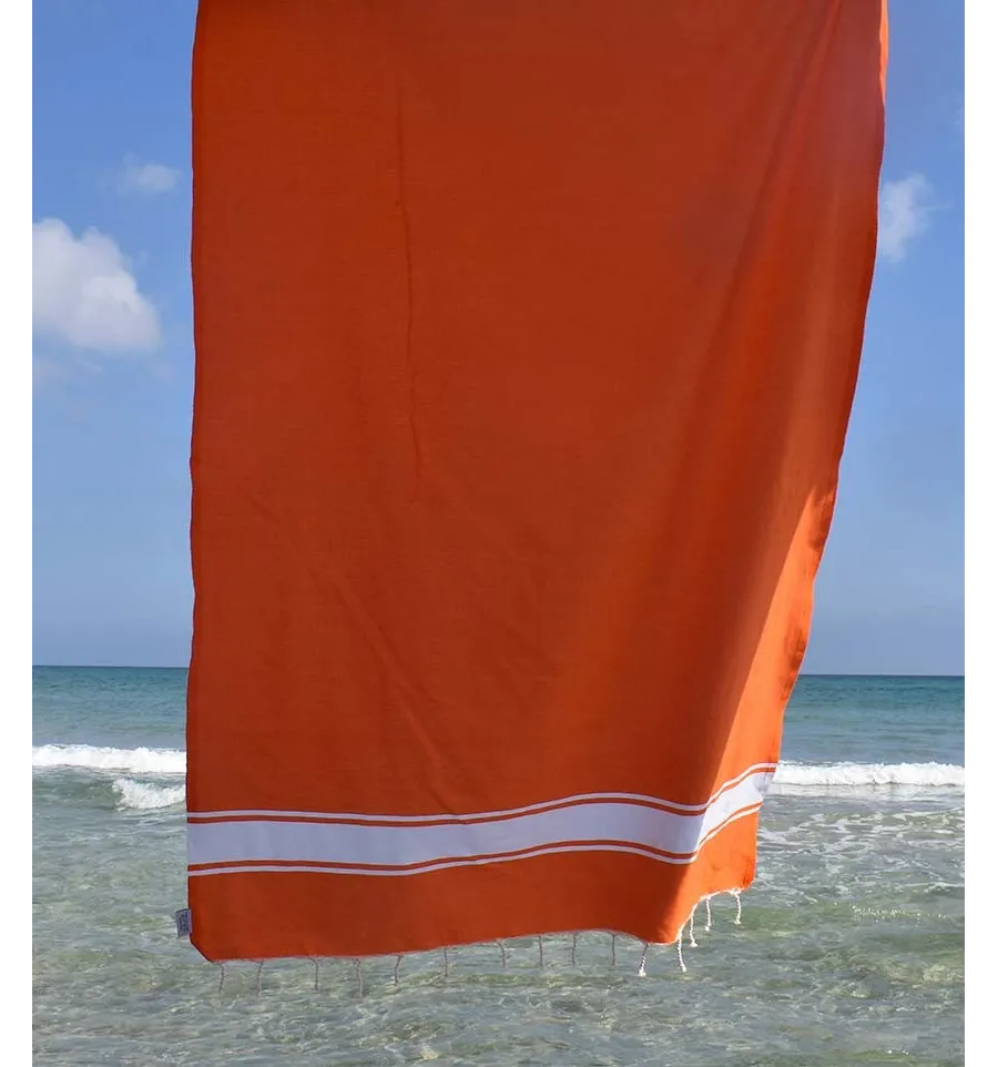 Fouta piatta arancio chiaro Fouta Tunisia - 3