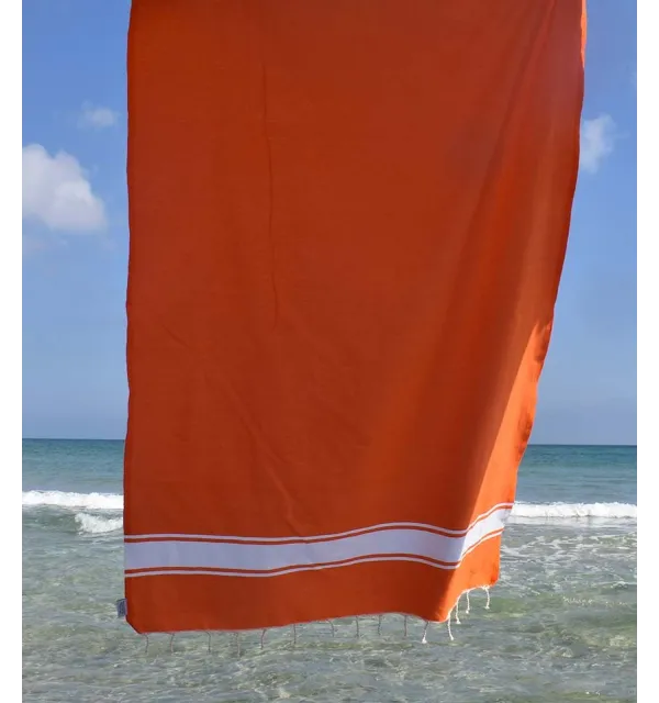 Fouta piatta arancio chiaro Fouta Tunisia - 3