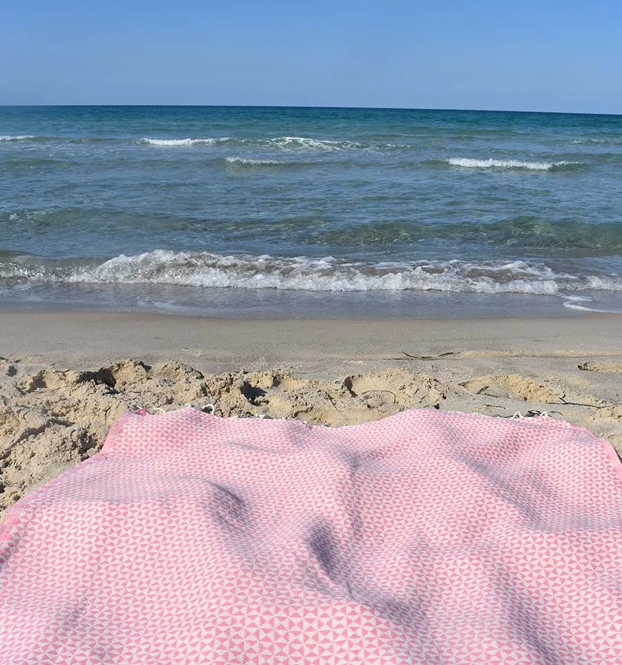 Telo mare  farfalla rosa chiaro Fouta Tunisia - 1