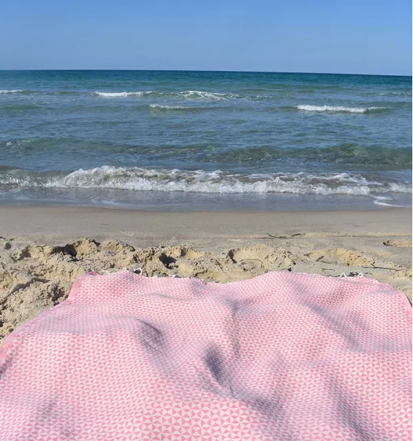 Telo mare  farfalla rosa chiaro Fouta Tunisia - 1