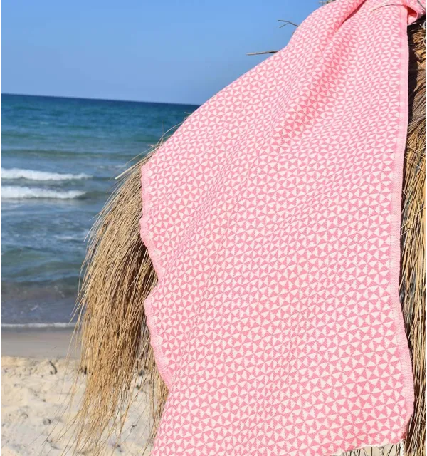 Telo mare  farfalla rosa chiaro Fouta Tunisia - 4