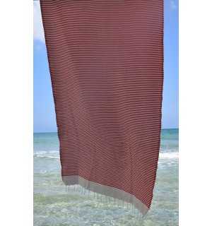 Fouta nido d'ape con strisce rosso veneziano Fouta Tunisia - 1