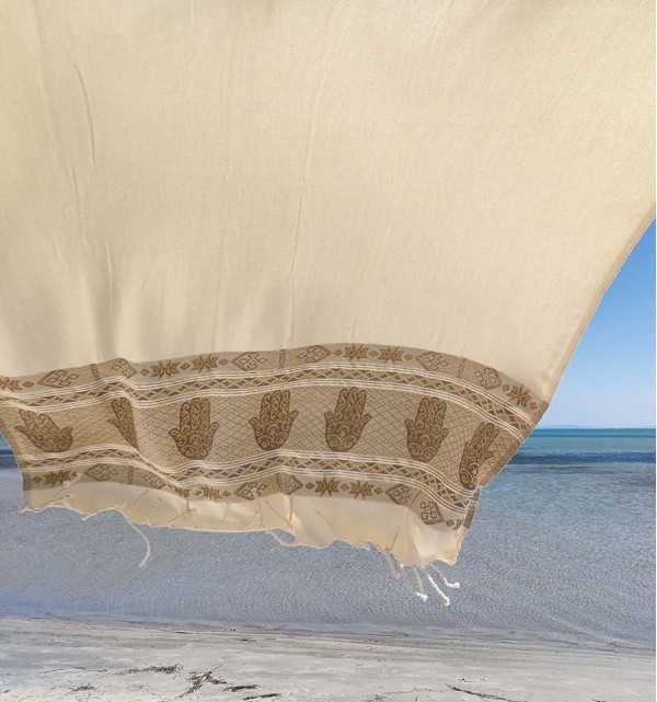 Telo mare khomsa taupe Fouta Tunisia - 3