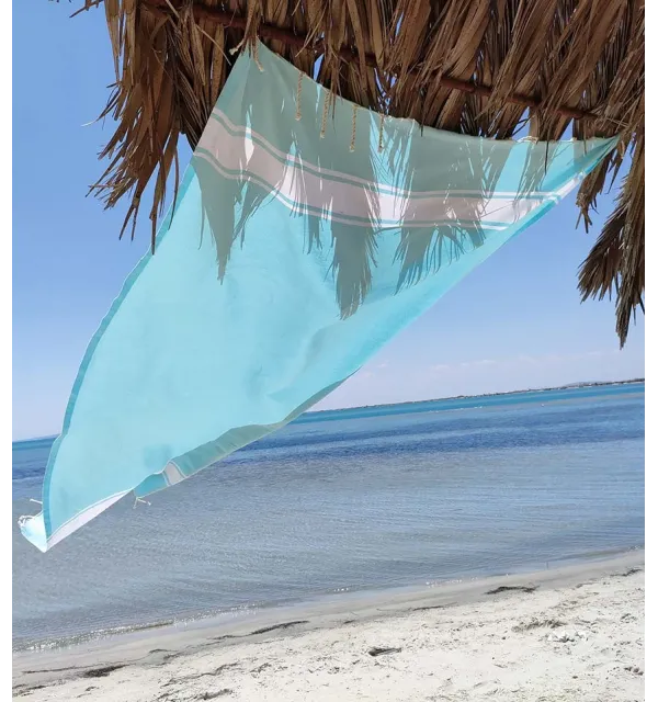 Fouta piatta blu pastello Fouta Tunisia - 3