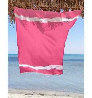 Telo mare Fouta piatta chewing gum rosa Fouta Tunisia - 1