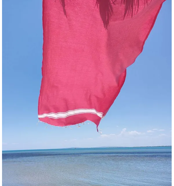 Telo mare Fouta piatta chewing gum rosa Fouta Tunisia - 3