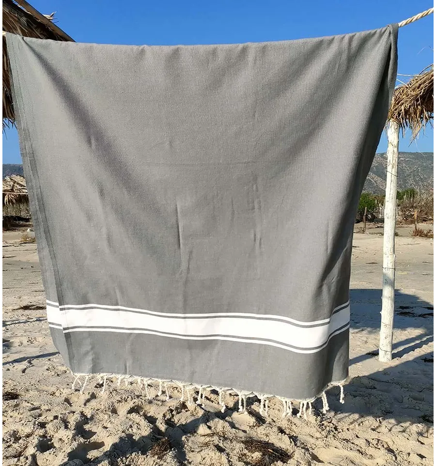 Telo mare piatta grigio medio Fouta Tunisia - 1