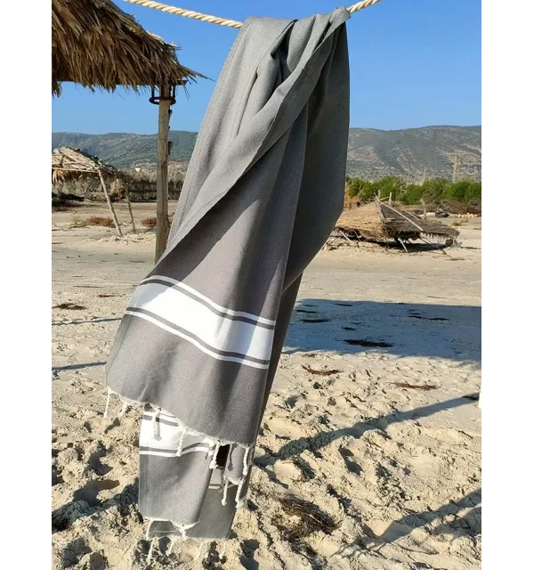 Telo mare piatta grigio medio Fouta Tunisia - 3