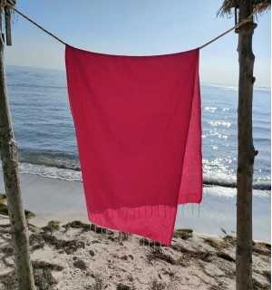 Telo mare nido d'ape unita rosa confetto Fouta Tunisia - 1