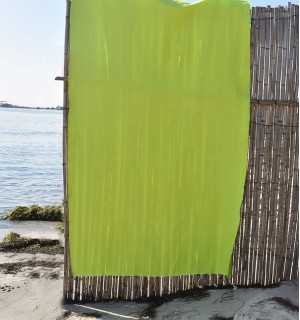 Telo mare a nido d'ape unita verde lime Fouta Tunisia - 1