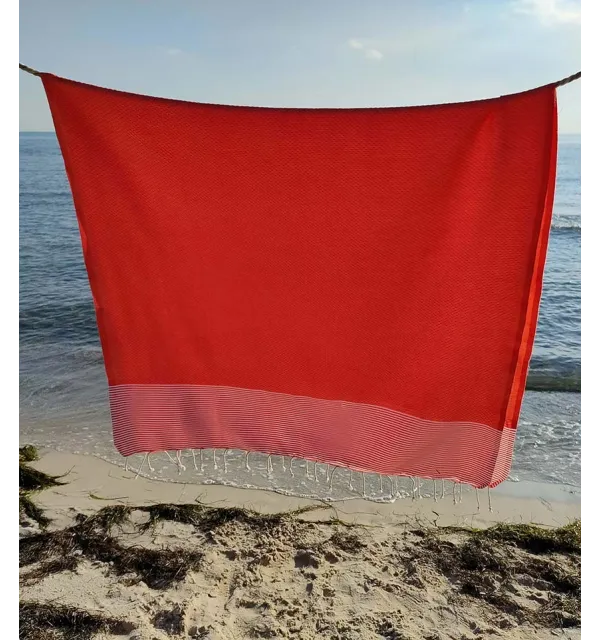 Fouta nido d'ape rosso veneziano Fouta Tunisia - 3