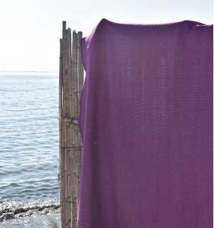 Telo mare nido d'ape color prugna malva Fouta Tunisia - 1 2