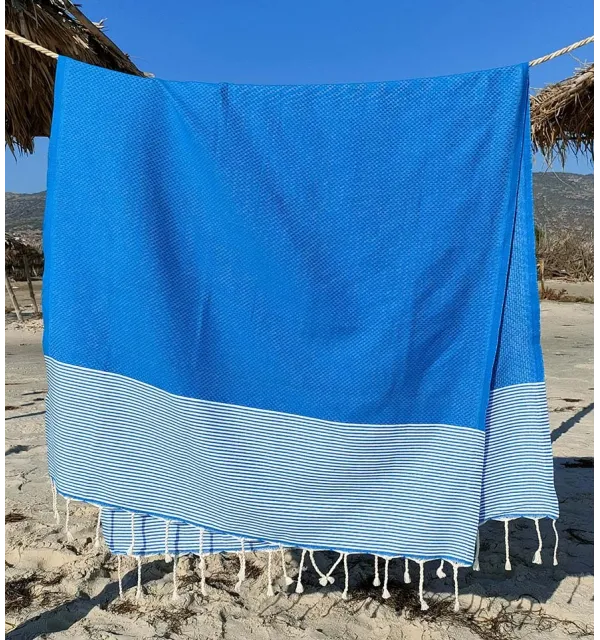 Fouta nido d'ape blu medio Fouta Tunisia - 3