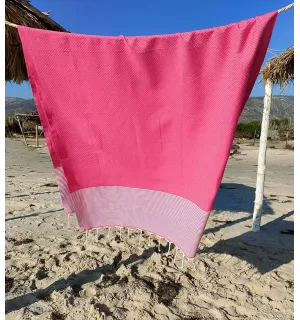 telo mare nido d'ape rosa fragola Fouta Tunisia - 1