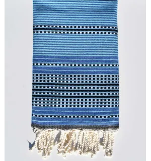 telo mare arabesca blu con strisce Fouta Tunisia - 1