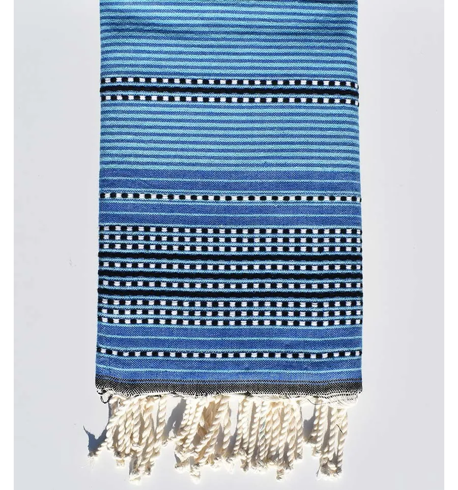 telo mare arabesca blu con strisce Fouta Tunisia - 1