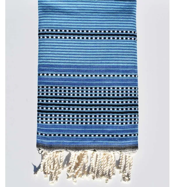 telo mare arabesca blu con strisce Fouta Tunisia - 1